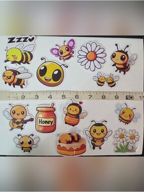 Lot Of 15 Cute Bee Sticker with Honey Jar and Daisies